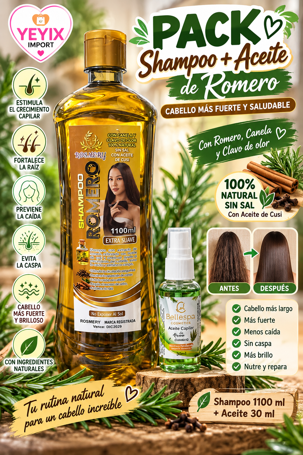 PACK ROMERO (ACEITE + SHAMPOO)