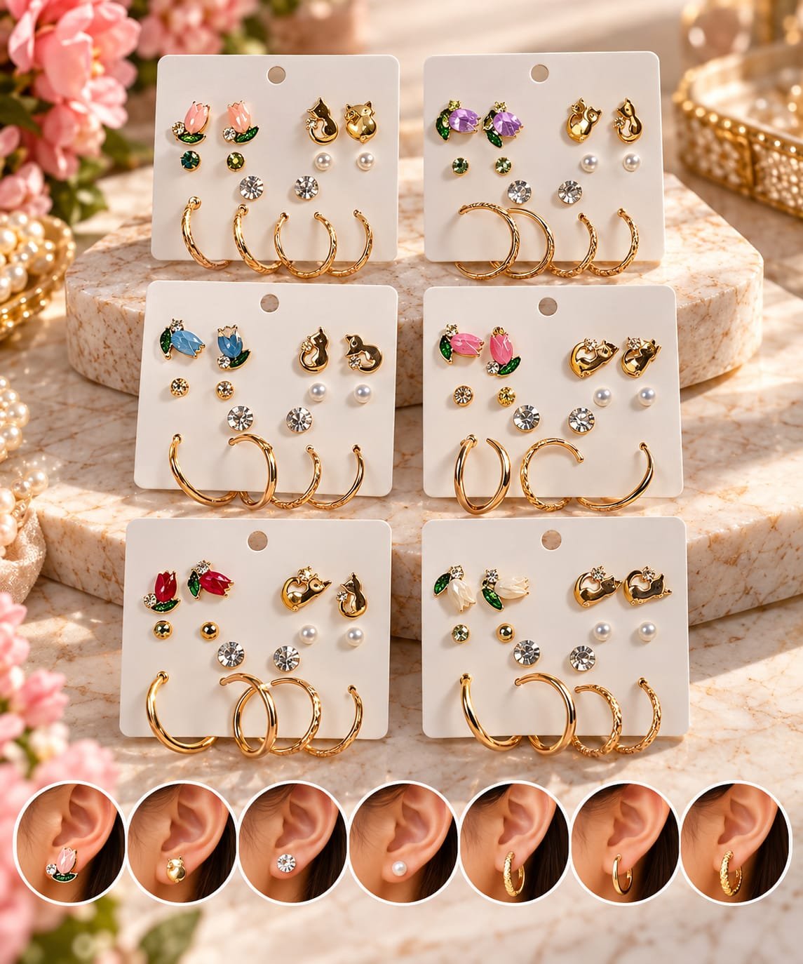 SET DE PENDIENTES +AROS (7 PARES) - B