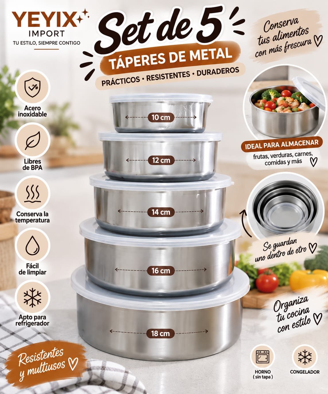 SET DE 5 TAPERS DE METAL