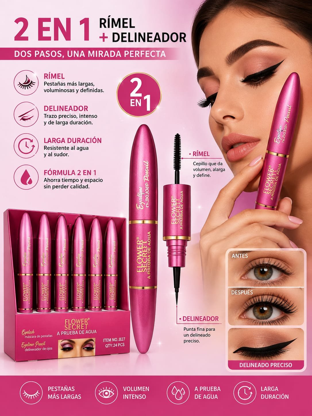 RIMEL Y DELINEADOR 2 EN 1 / FLOWER SECRET
