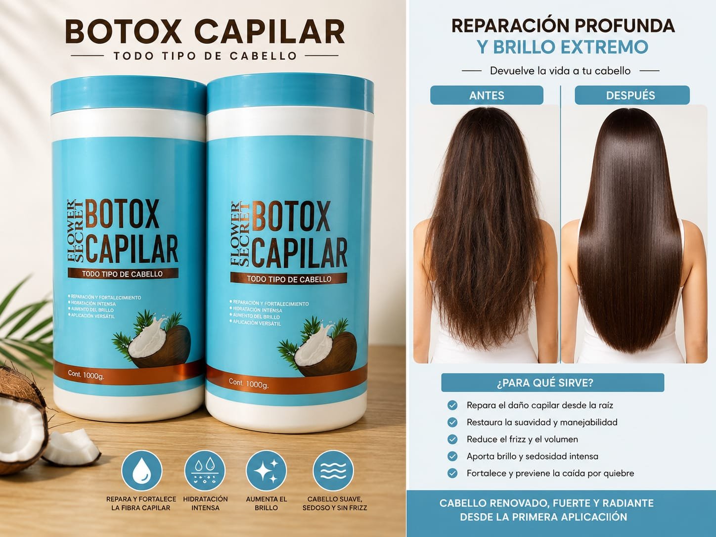BOTOX CAPILAR DE COCO FLOWER SECRET 1000G