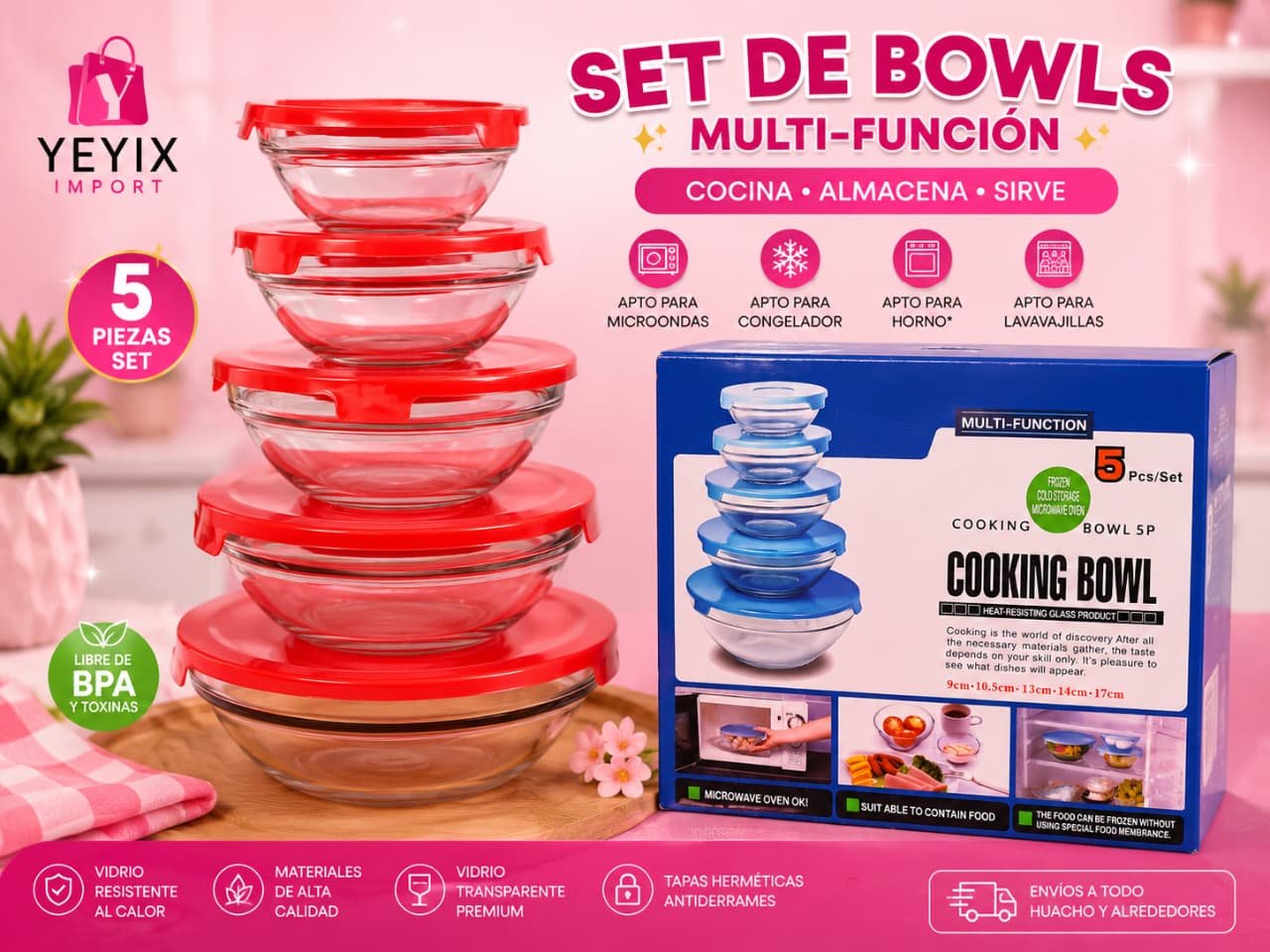 SET DE 5 BOWLS + TAPA
