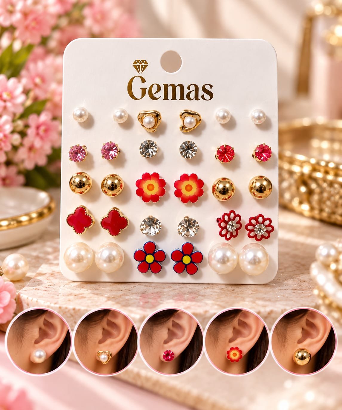 SET DE 15 PENDIENTES PEGADOS