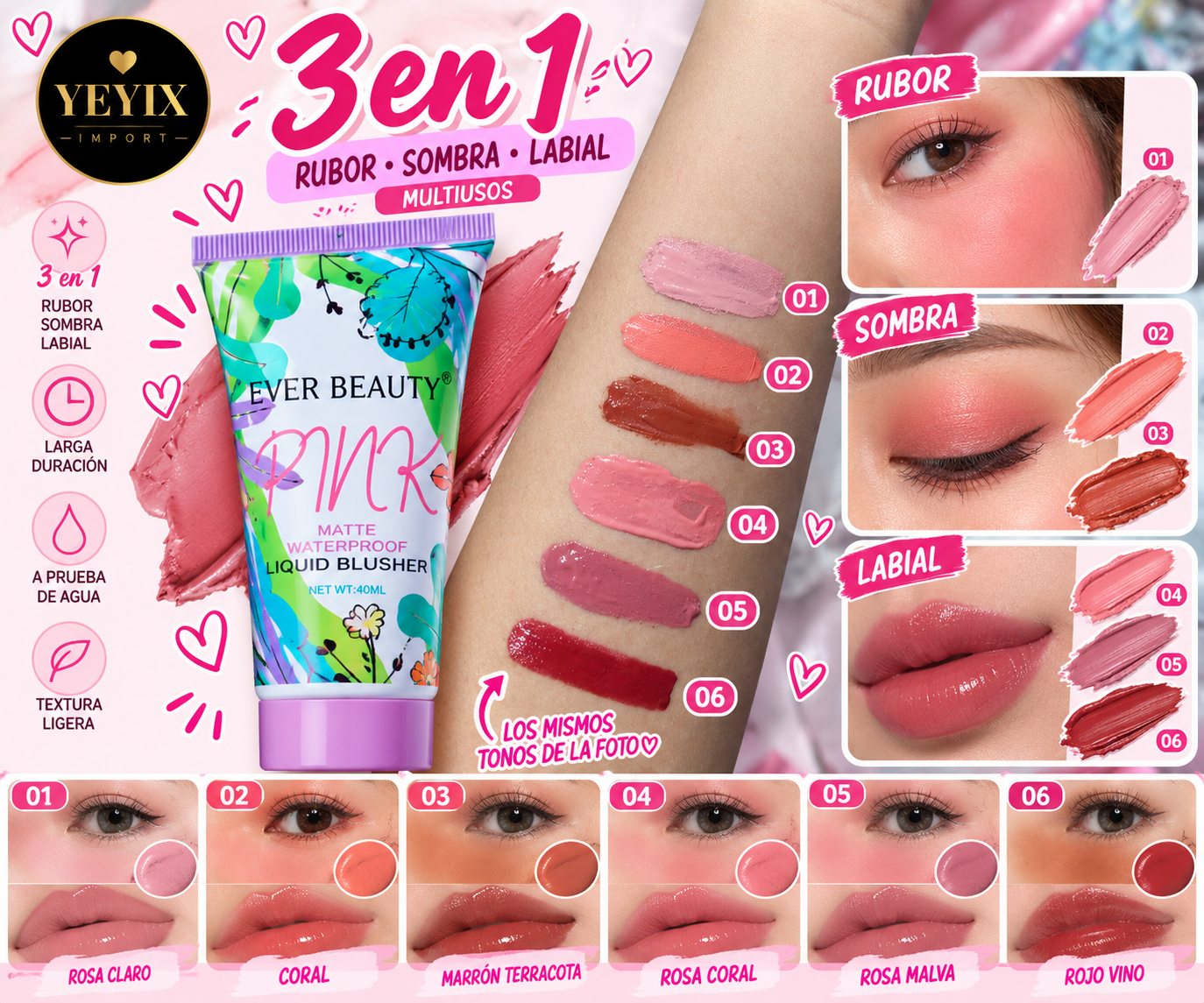 PINK 3 EN 1  / EVER BEAUTY