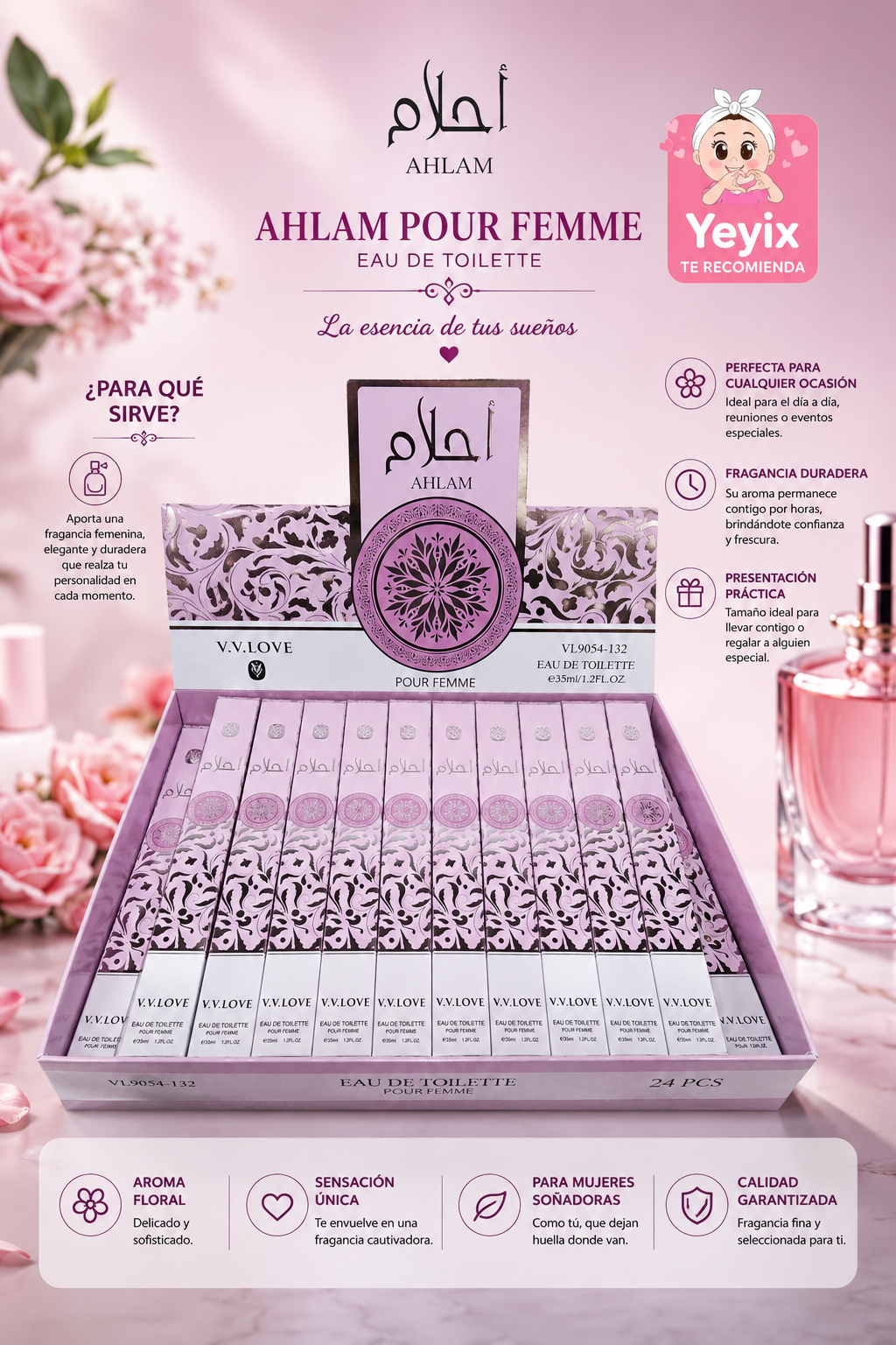 Perfume en tubo de mujer rosa Ahlam