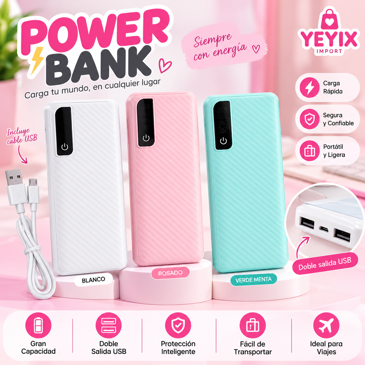 POWER BANK 20,000 mAh.
